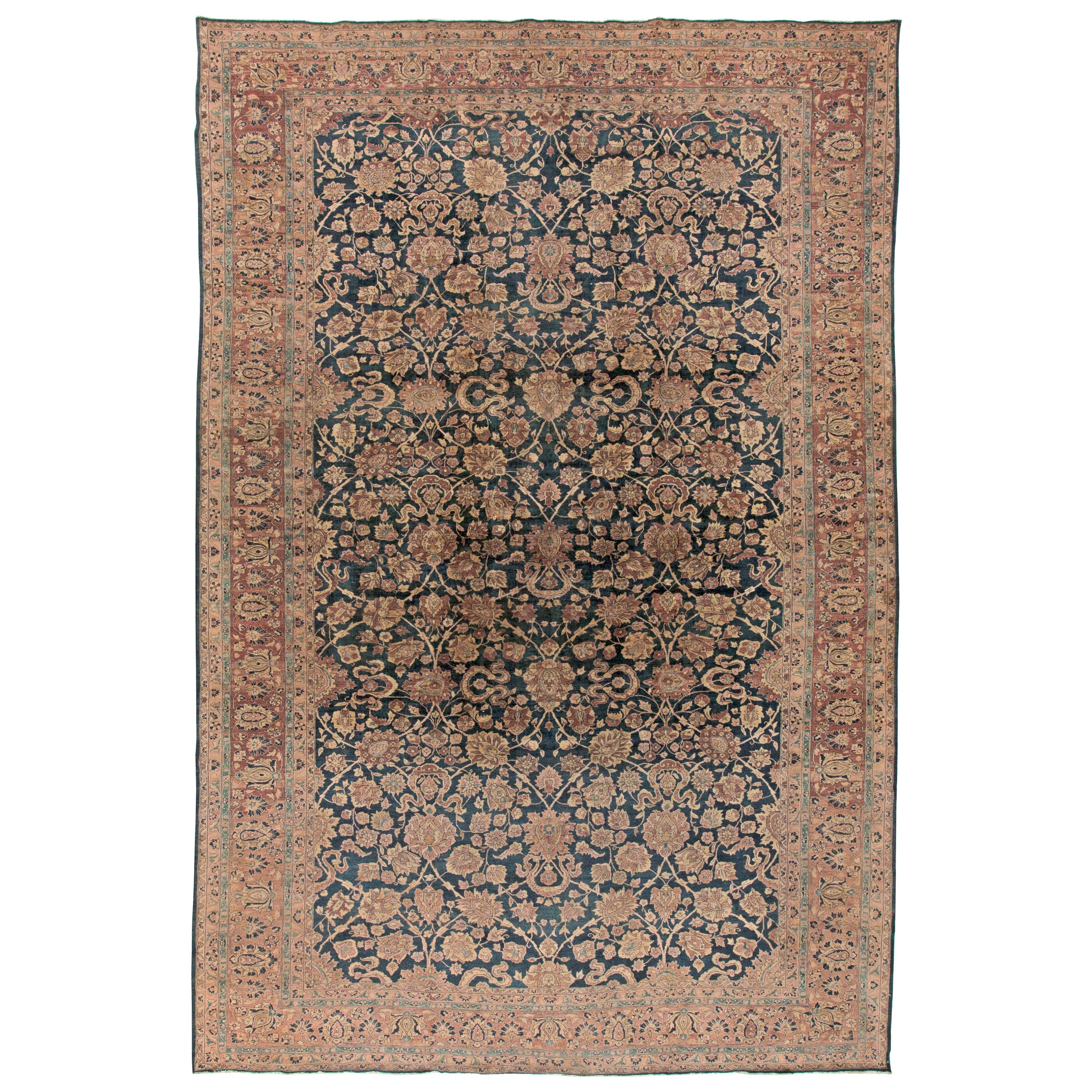 Doris Leslie Blau Auténtica alfombra persa Tabriz Botanic de lana hecha a mano
