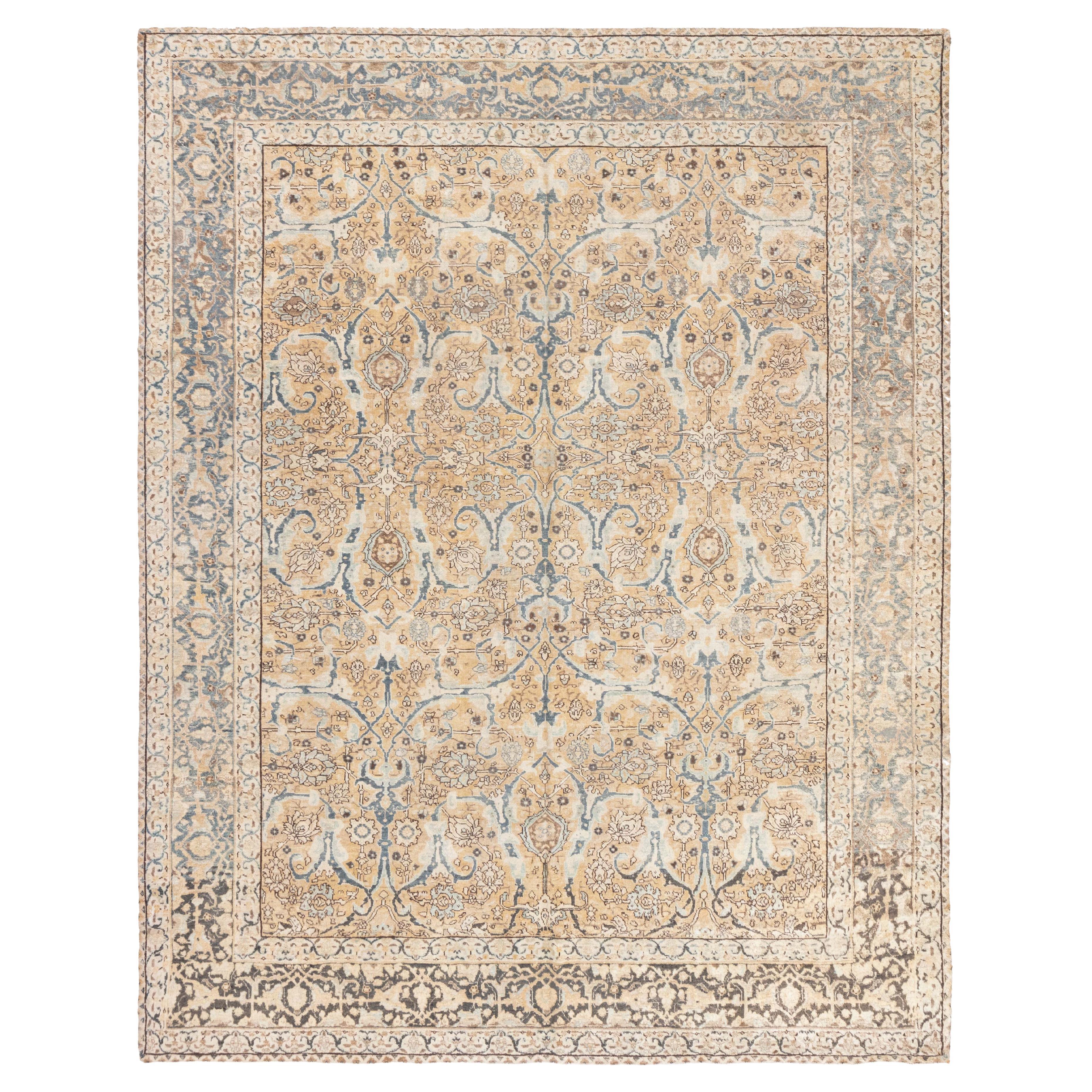 Doris Leslie Blau Auténtica alfombra persa de lana tejida a mano Tabriz Botanic