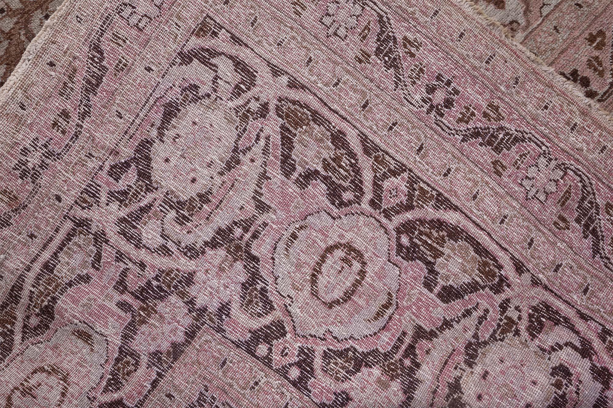 Doris Leslie Blau Tappeto autentico Tabriz persiano in lana marrone fatto a mano in vendita 3