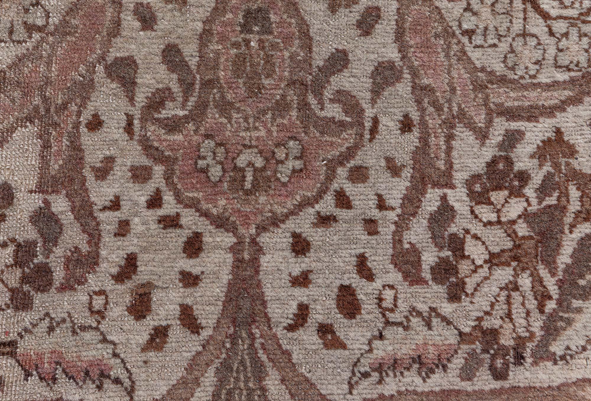 Persiano Doris Leslie Blau Tappeto autentico Tabriz persiano in lana marrone fatto a mano in vendita