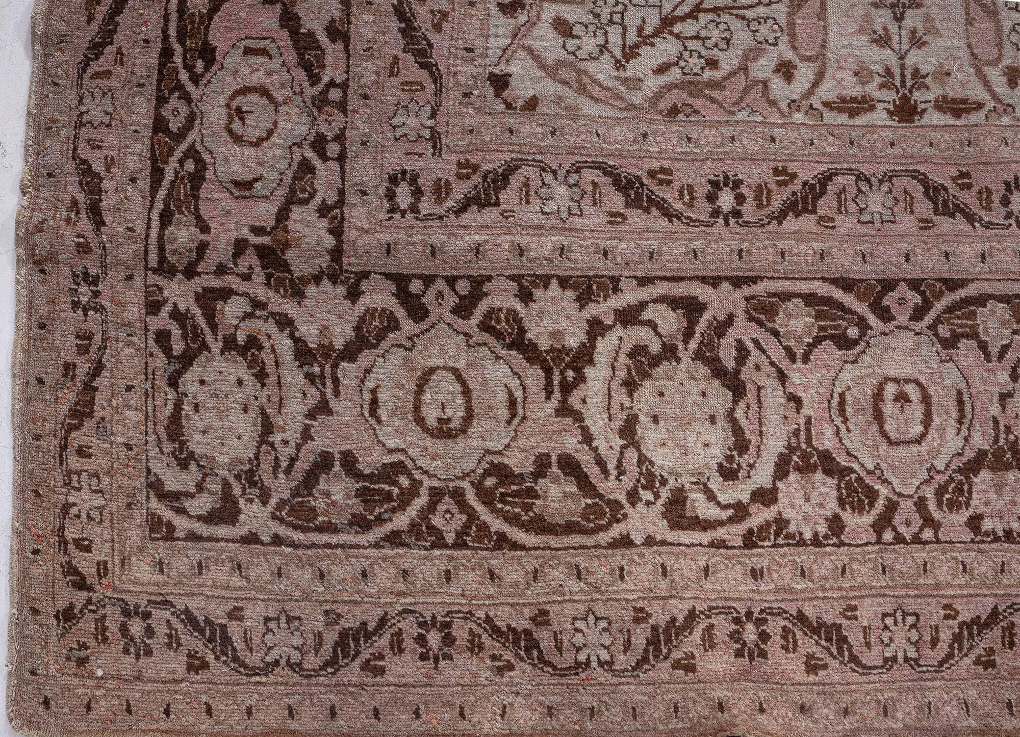 Doris Leslie Blau Tappeto autentico Tabriz persiano in lana marrone fatto a mano In condizioni buone in vendita a New York, NY