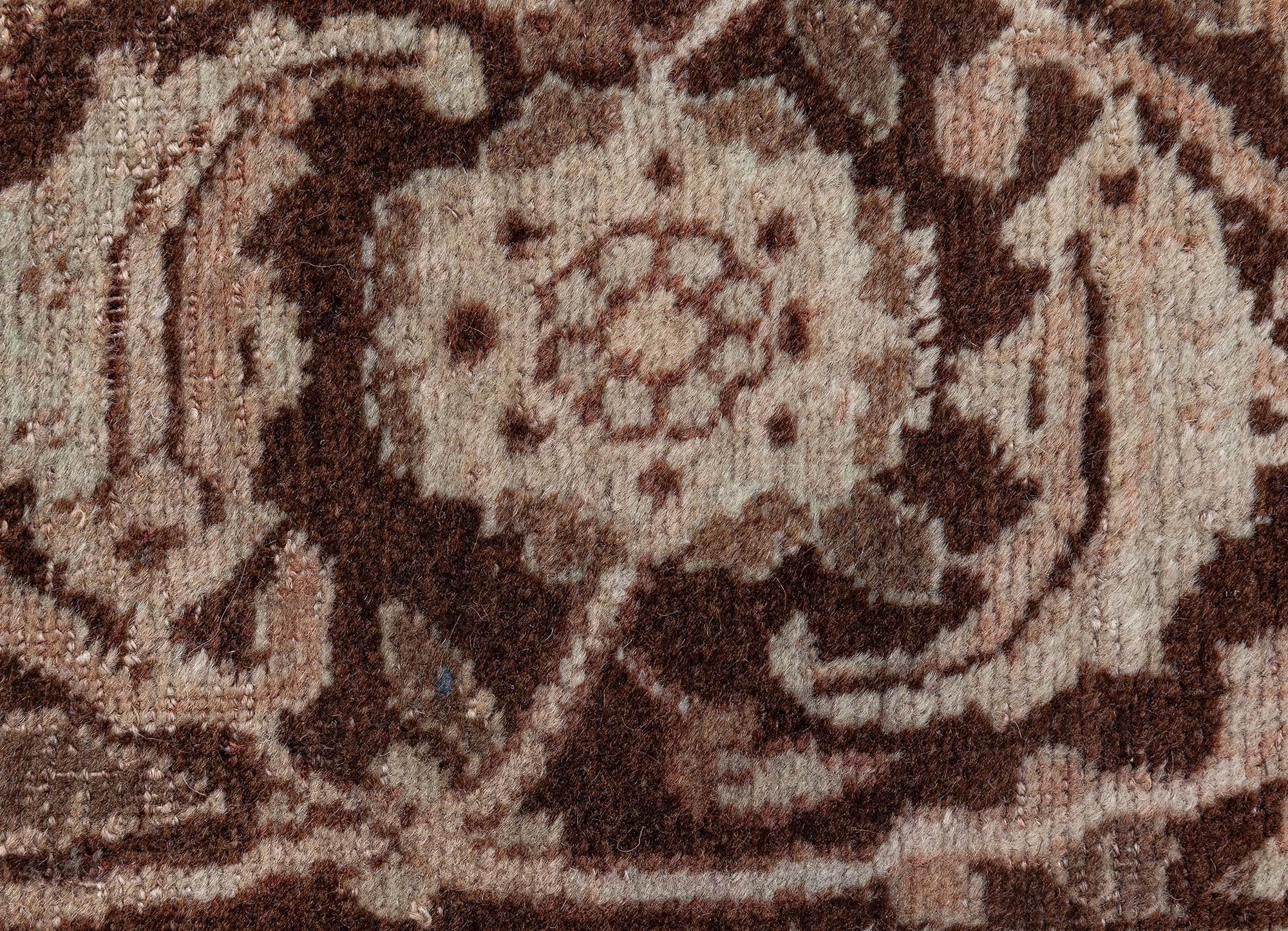 Doris Leslie Blau Tappeto autentico Tabriz persiano in lana marrone fatto a mano in vendita 2
