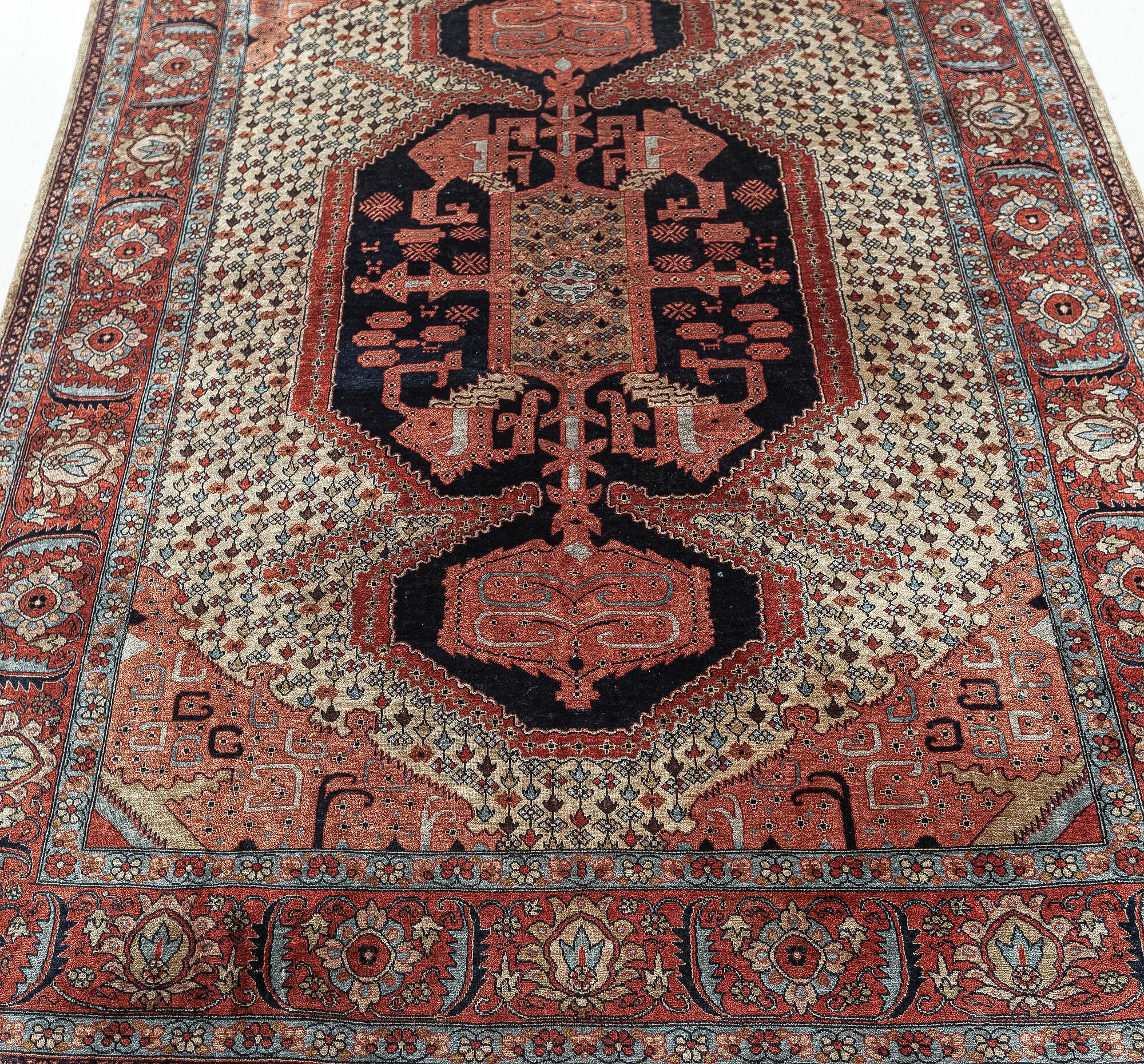 Doris Leslie Blau Authentic Persian Tabriz Handmade Silk Rug For Sale 1