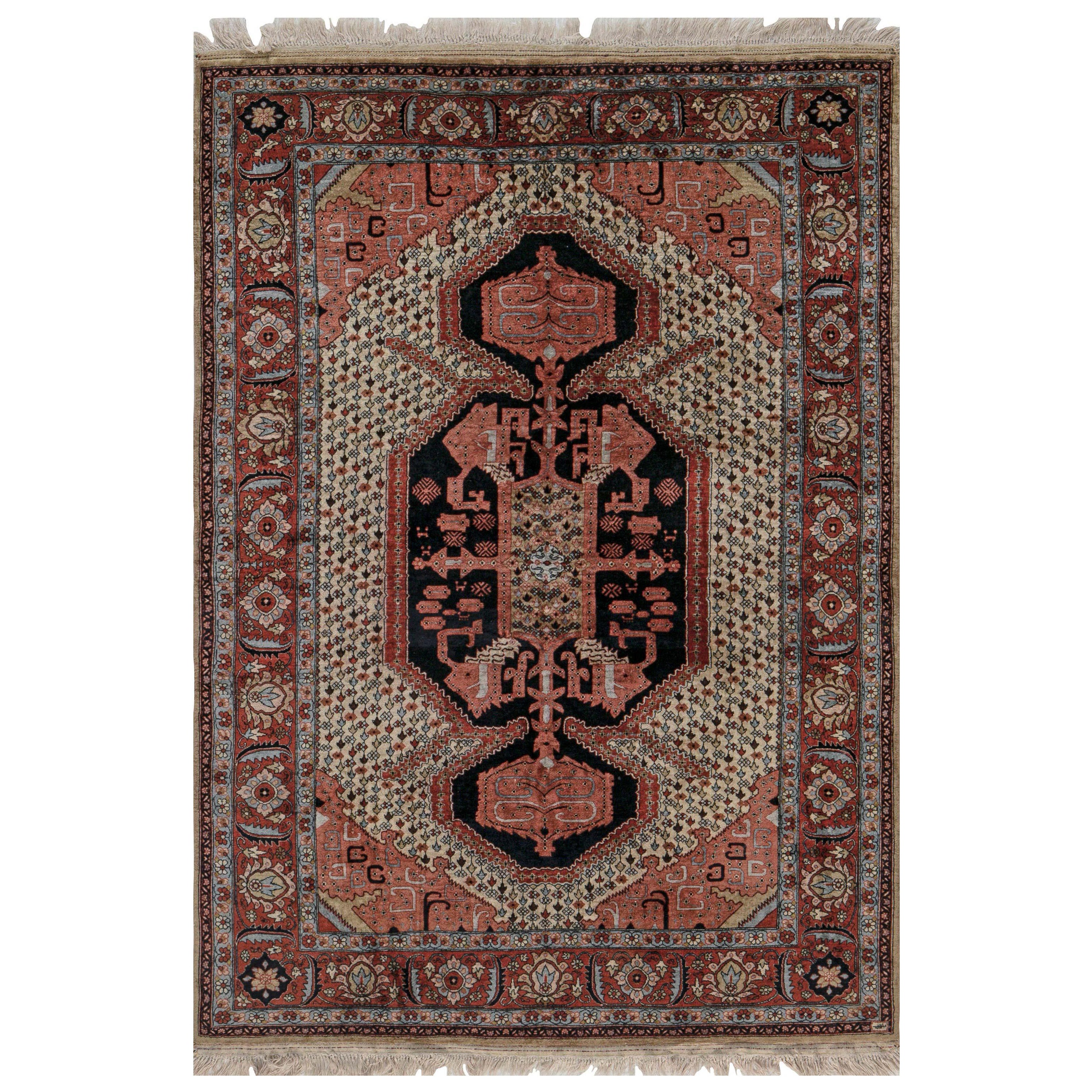 Doris Leslie Blau Authentic Persian Tabriz Handmade Silk Rug For Sale
