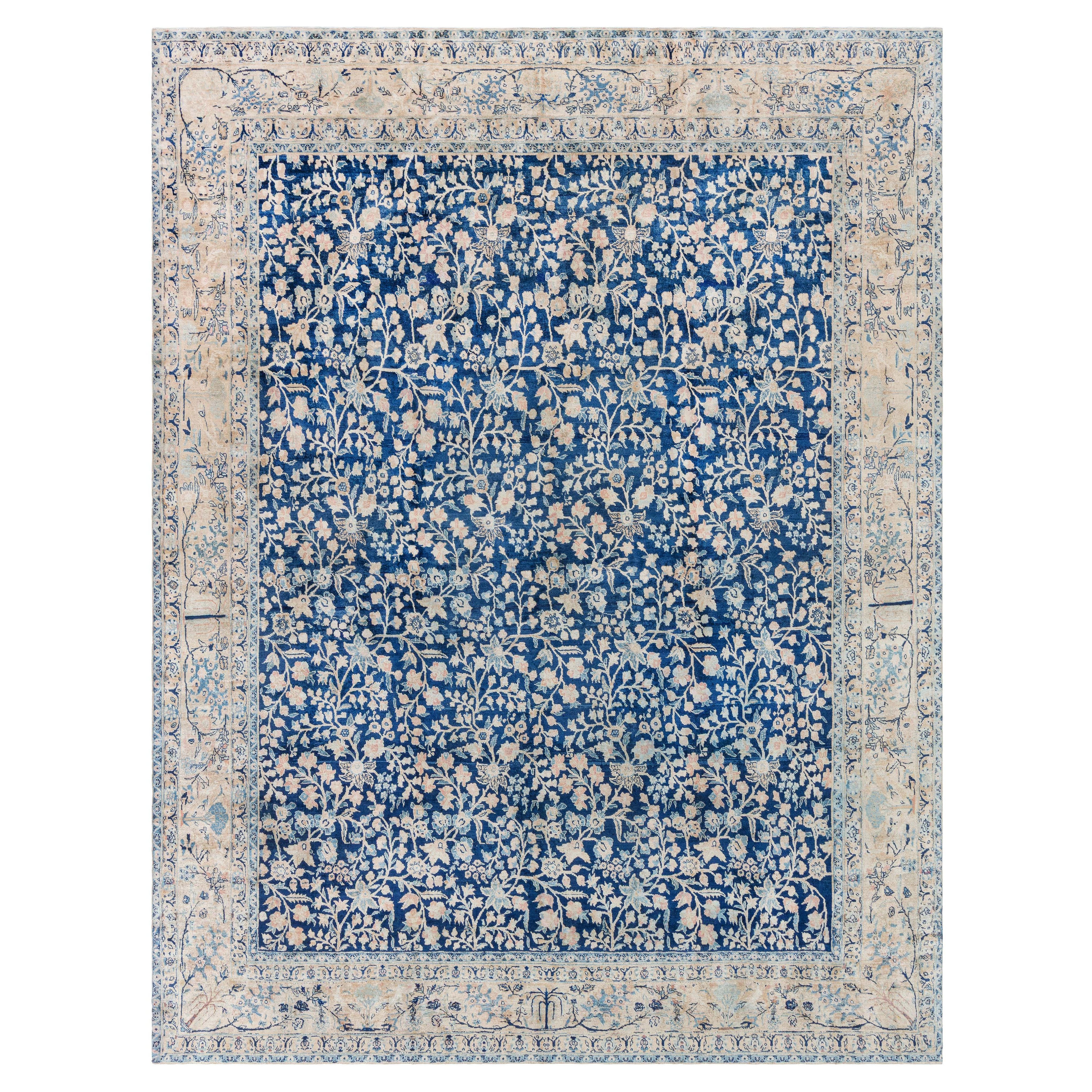 Doris Leslie Blau Authentic Persian Tabriz Handmade Wool Carpet For Sale