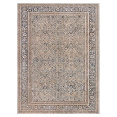 Doris Leslie Blauer authentischer persischer Täbris-Wollteppich, handgefertigt