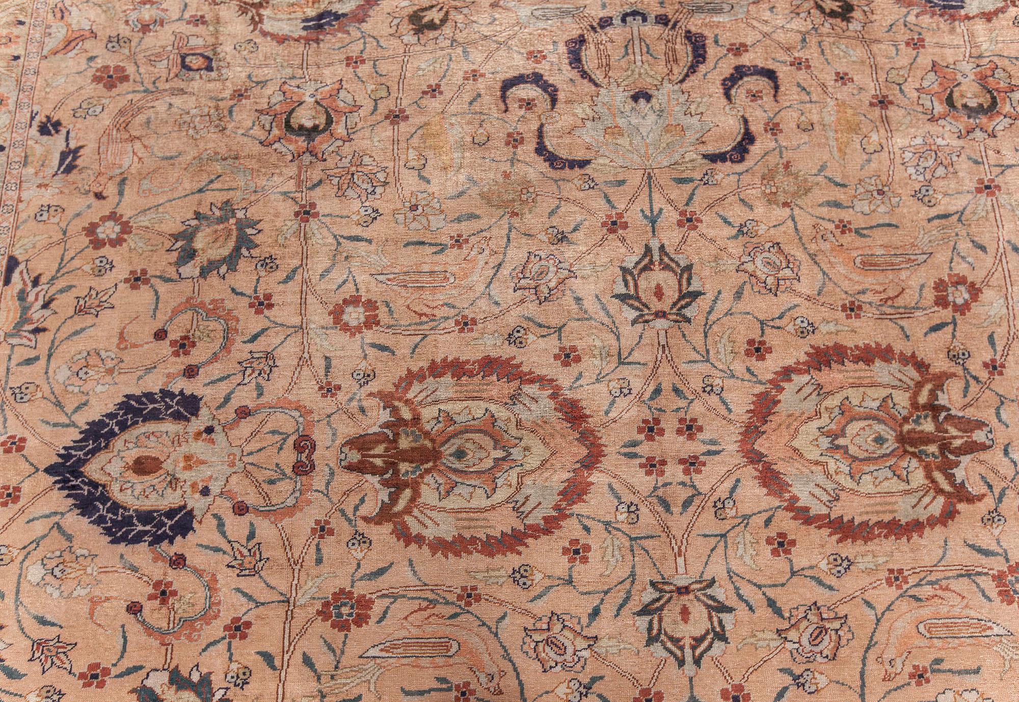 Persian Doris Leslie Blau Antique Silk Turkish Rug For Sale