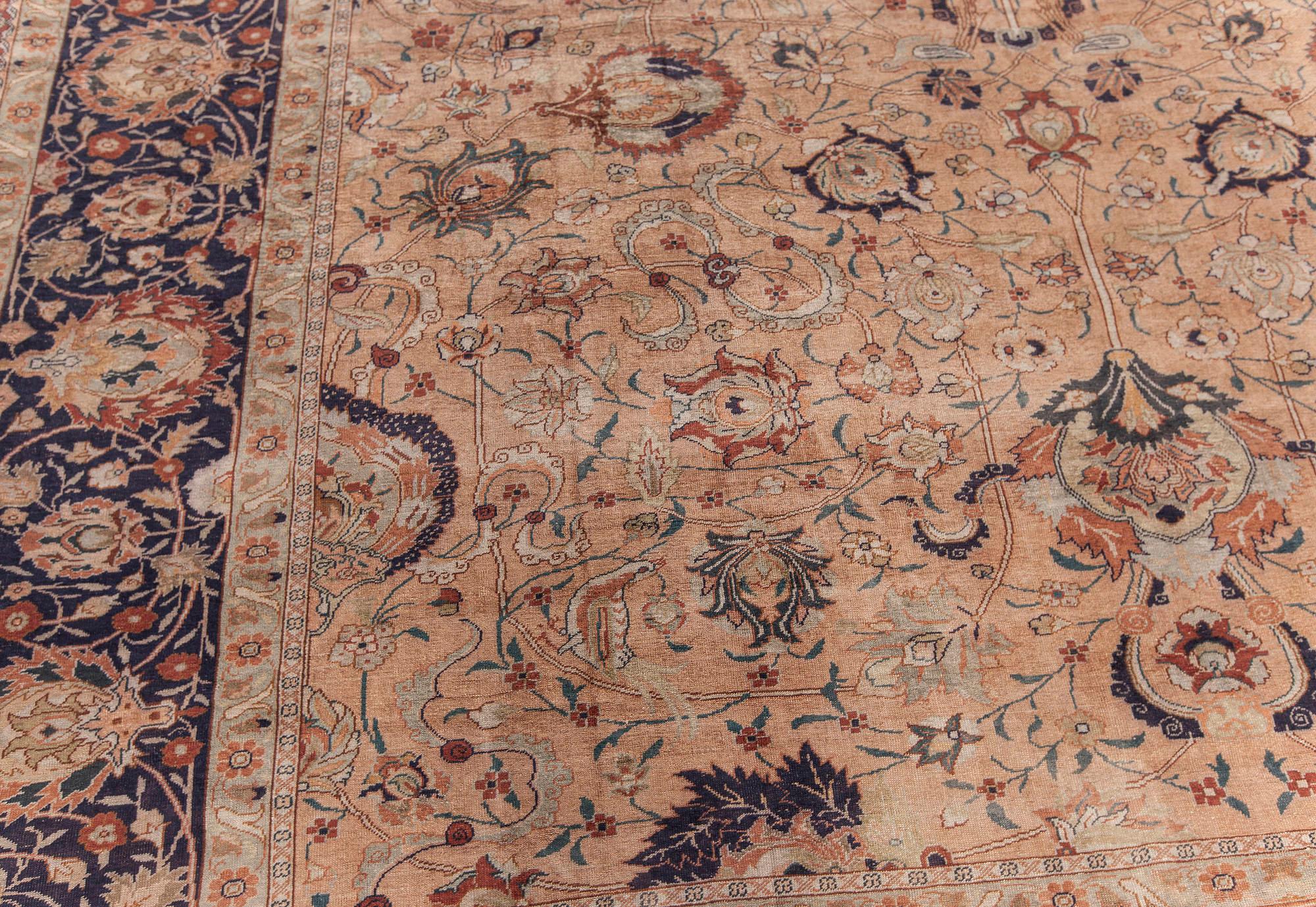 Hand-Knotted Doris Leslie Blau Antique Silk Turkish Rug For Sale