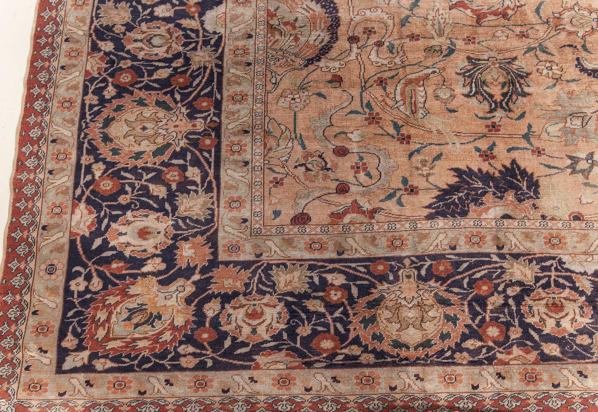 20th Century Doris Leslie Blau Antique Silk Turkish Rug For Sale