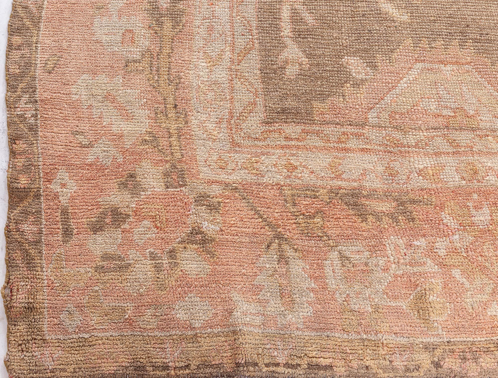 Wool Doris Leslie Blau Antique Turkish Oushak Rug For Sale