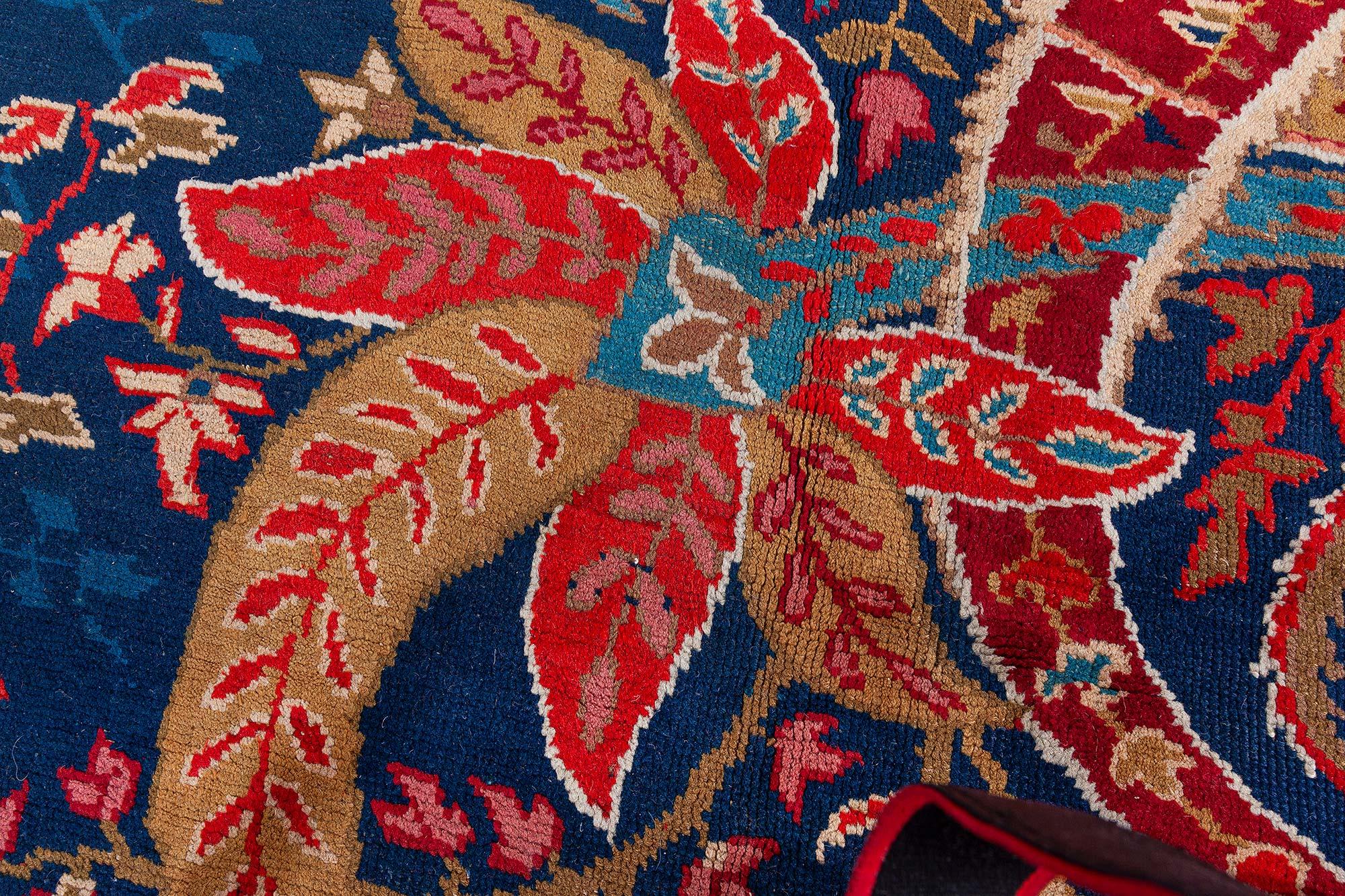 Doris Leslie Blau Auténtica alfombra inglesa Axminster azul y roja Británico en venta
