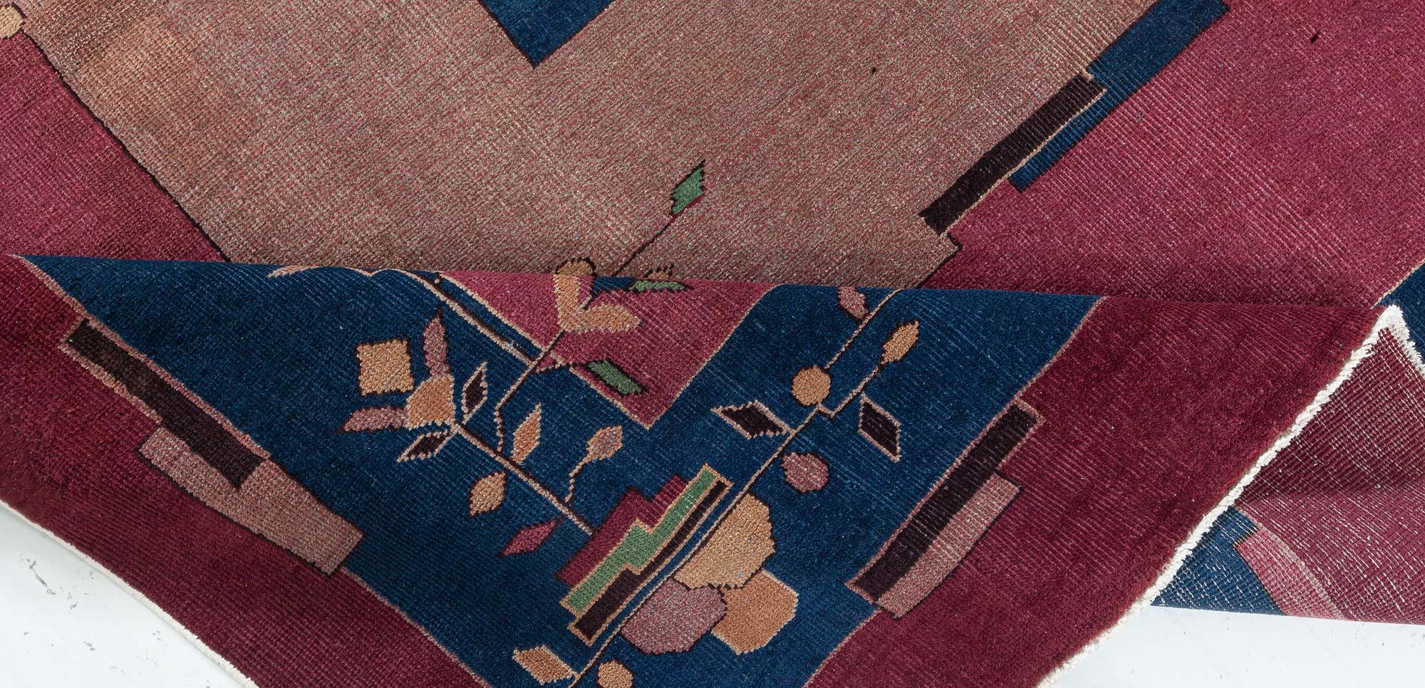 Art déco Doris Leslie Blau Chinese Art Deco Handmade Wool Rug (tapis de laine fait main) en vente