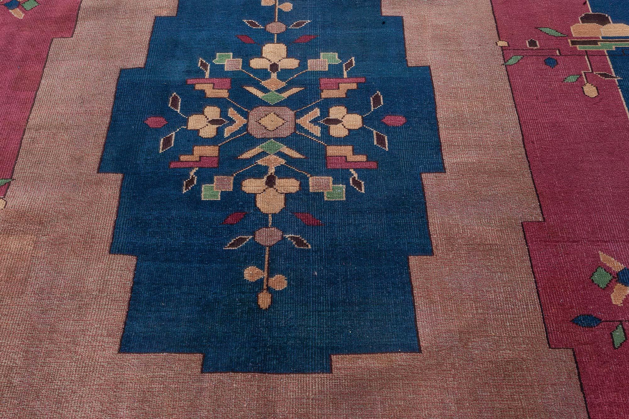 Doris Leslie Blau Chinese Art Deco Handmade Wool Rug (tapis de laine fait main) Bon état - En vente à New York, NY