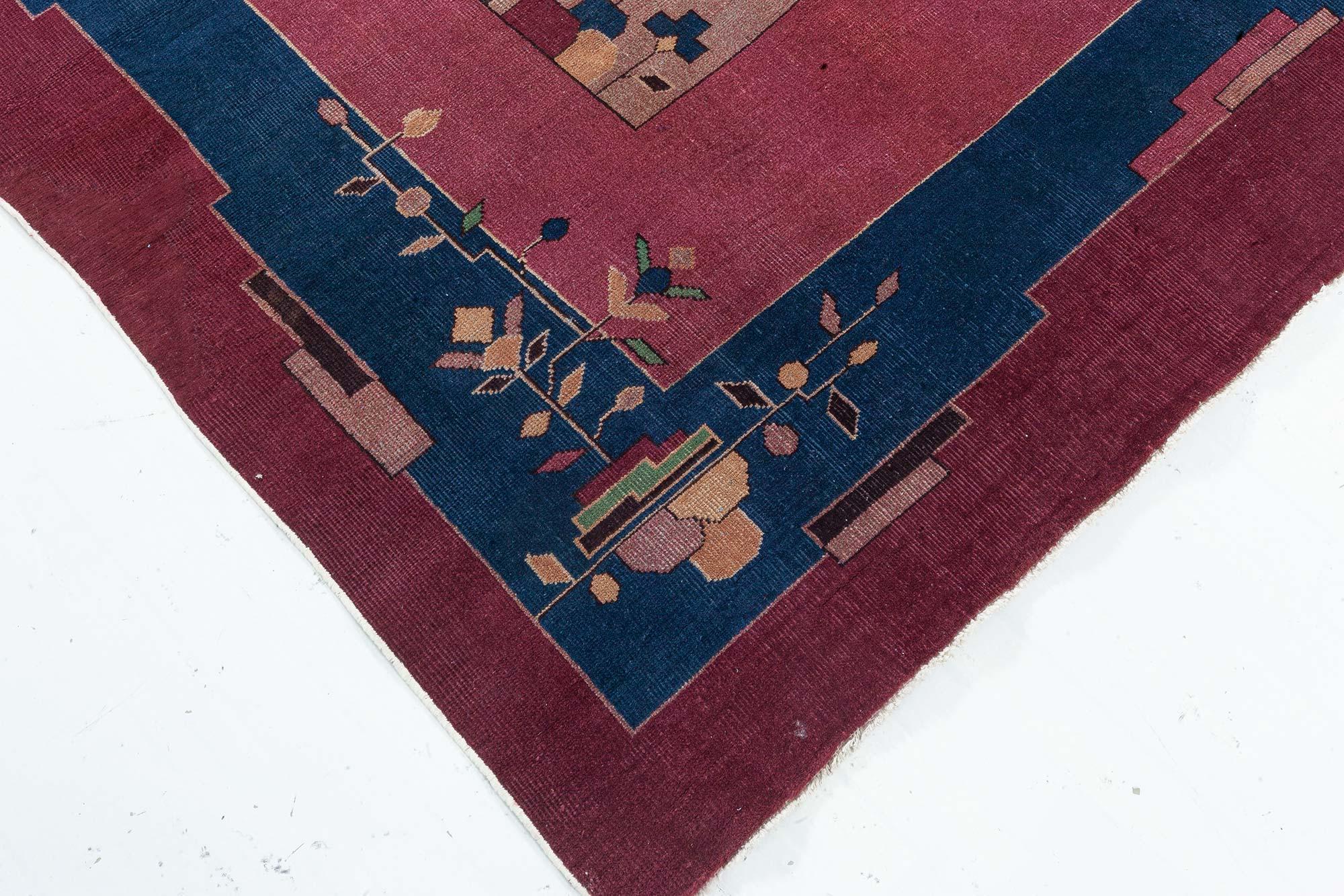 20ième siècle Doris Leslie Blau Chinese Art Deco Handmade Wool Rug (tapis de laine fait main) en vente