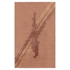 Doris Leslie Blau Chinese Art Deco Vintage Abstract Warm Tan Hand-Knotted Carpet