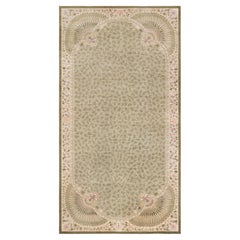 Doris Leslie Blau Chinese Art Deco Vintage Floral Classic Taupe Hand-Knotted Rug