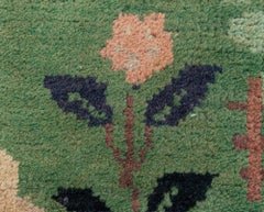 Doris Leslie Blau Chinese Art Deco Vintage Floral Forest Green Runner