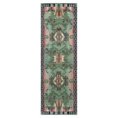 Doris Leslie Blau Chinese Art Deco Vintage Floral Forest Green Runner