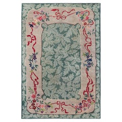 Doris Leslie Blau Chinese Art Deco Vintage Floral Sage Hand-Knotted Wool Rug