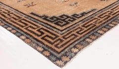 Doris Leslie Blau Chinese Vintage Abstract Brown Hand-Knotted Wool Rug Mongolian