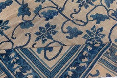 Doris Leslie Blau Chinese Vintage Floral Tan Hand-Knotted Wool Rug