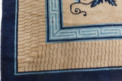 Doris Leslie Blau Chinese Vintage Floral Warm Tan Hand-Knotted Wool Carpet