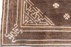 Doris Leslie Blau Chinese Vintage Geometric Brown Hand-Knotted Rug Mongolian