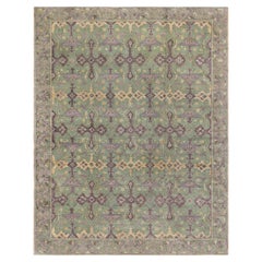 Tapis en laine noué à la main « Chinese Vintage Geometric Classic Taupe » de Doris Leslie Blau