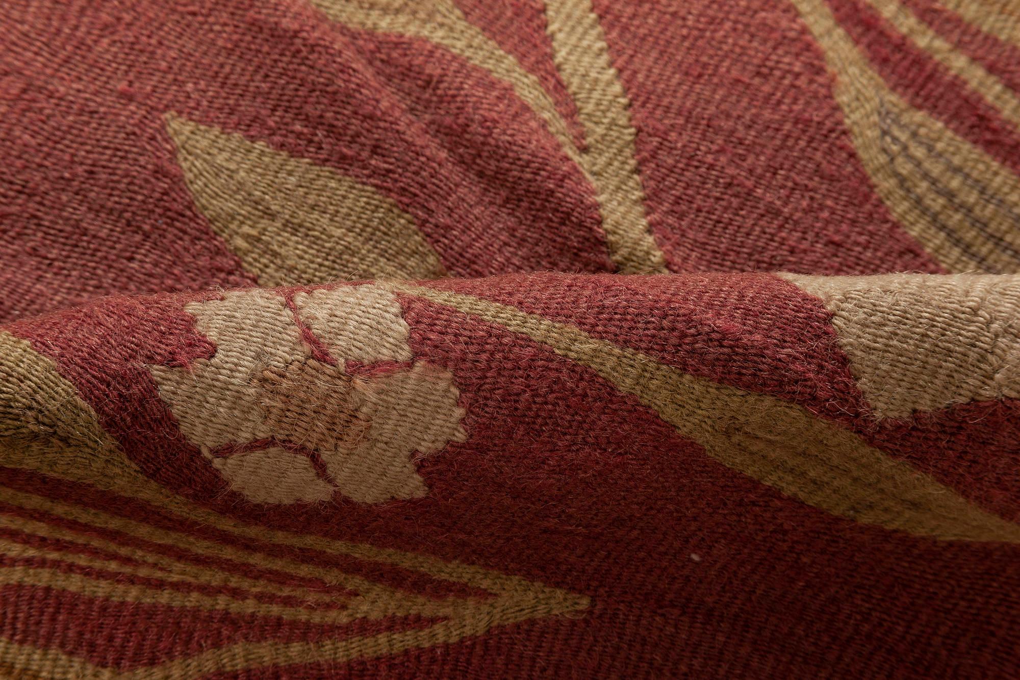 1900s Bessarabian burgundy, brown and beige handmade wool rug.
Size: 9'9