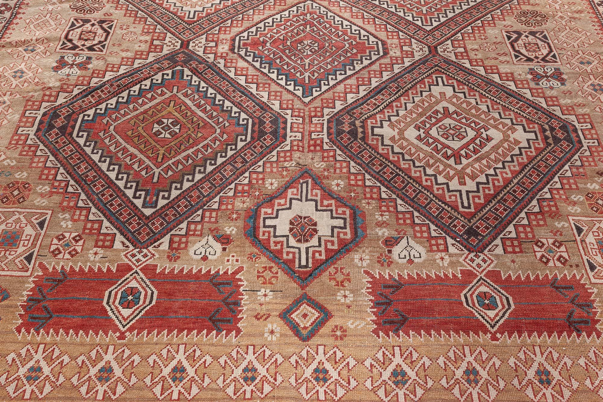Hand-Knotted 19th Century Caucasian Shirvan Handmade Wool Rug For Sale