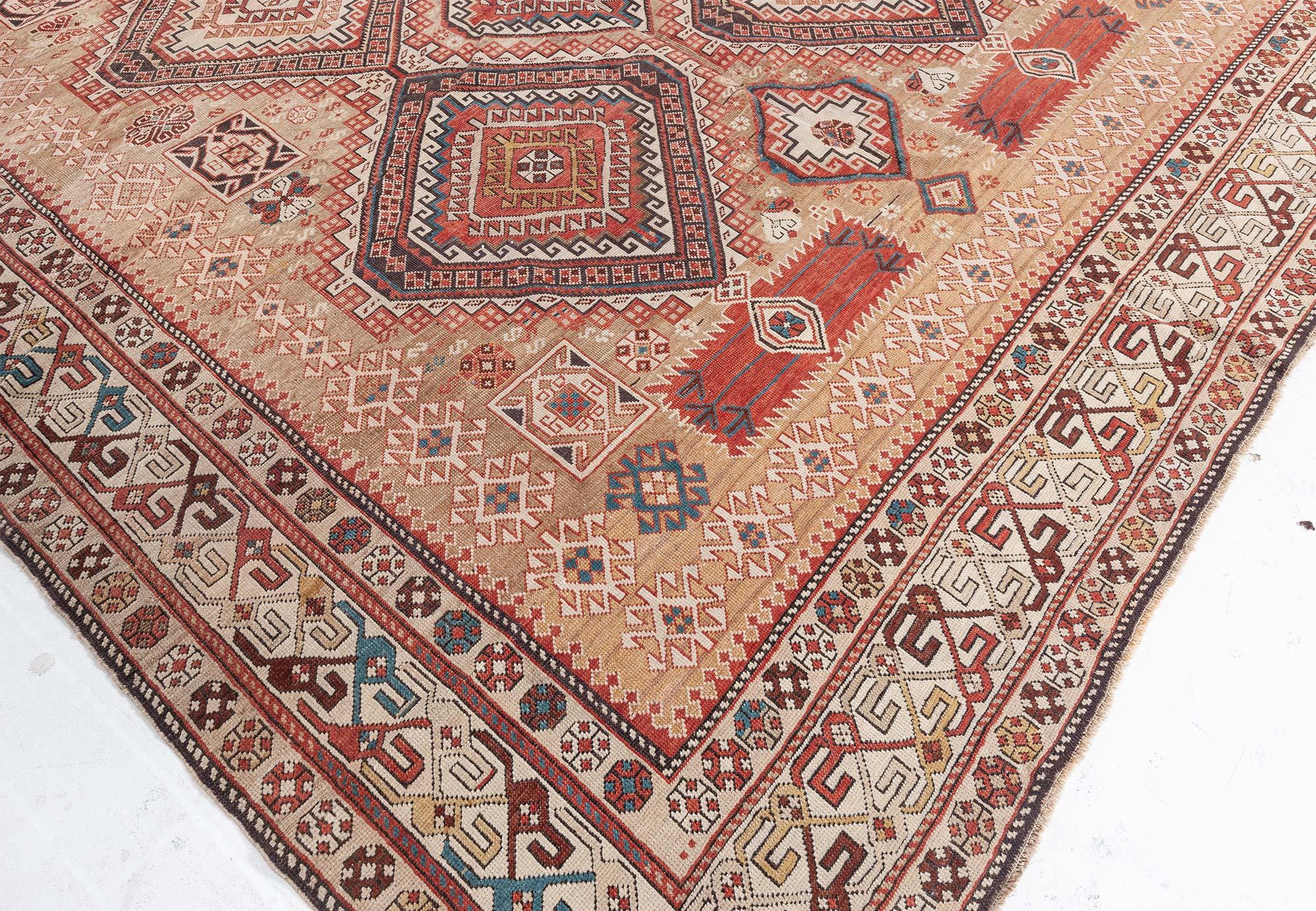 19th Century Caucasian Shirvan Handmade Wool Rug In Good Condition For Sale In New York, NY