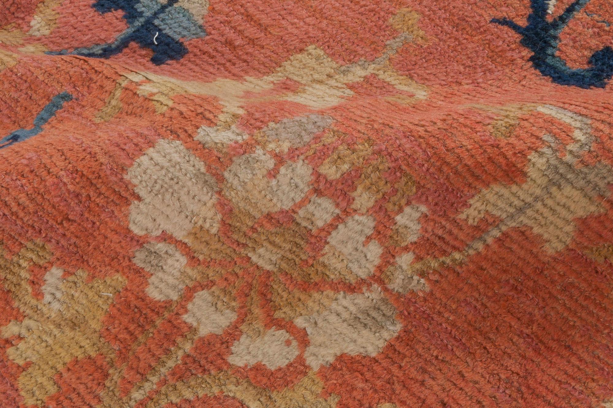 Hand-Knotted  19th Century Chinese Handmade Wool Rug For Sale
