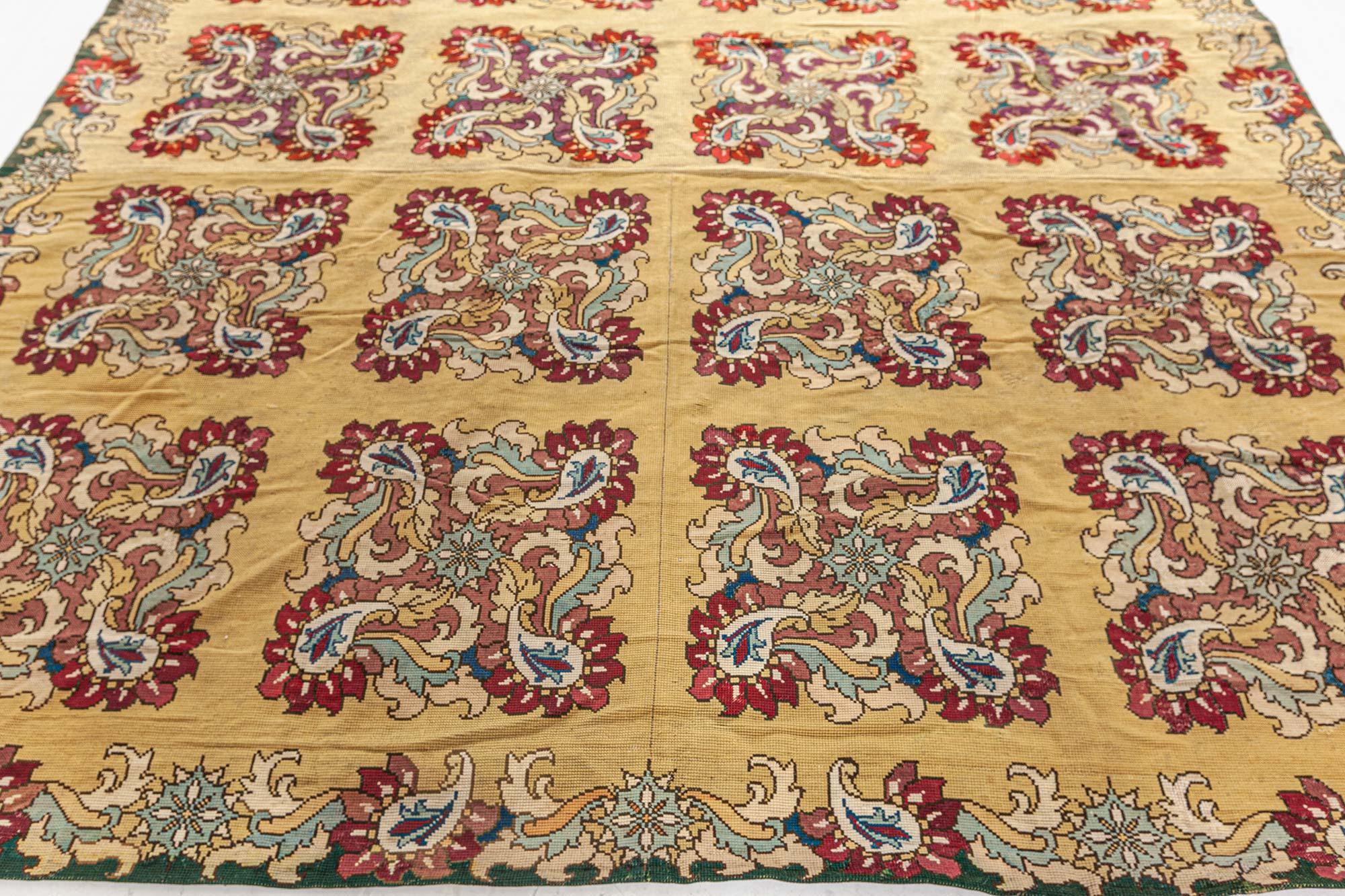 19th Century European Needlepoint Rug In Good Condition For Sale In New York, NY
