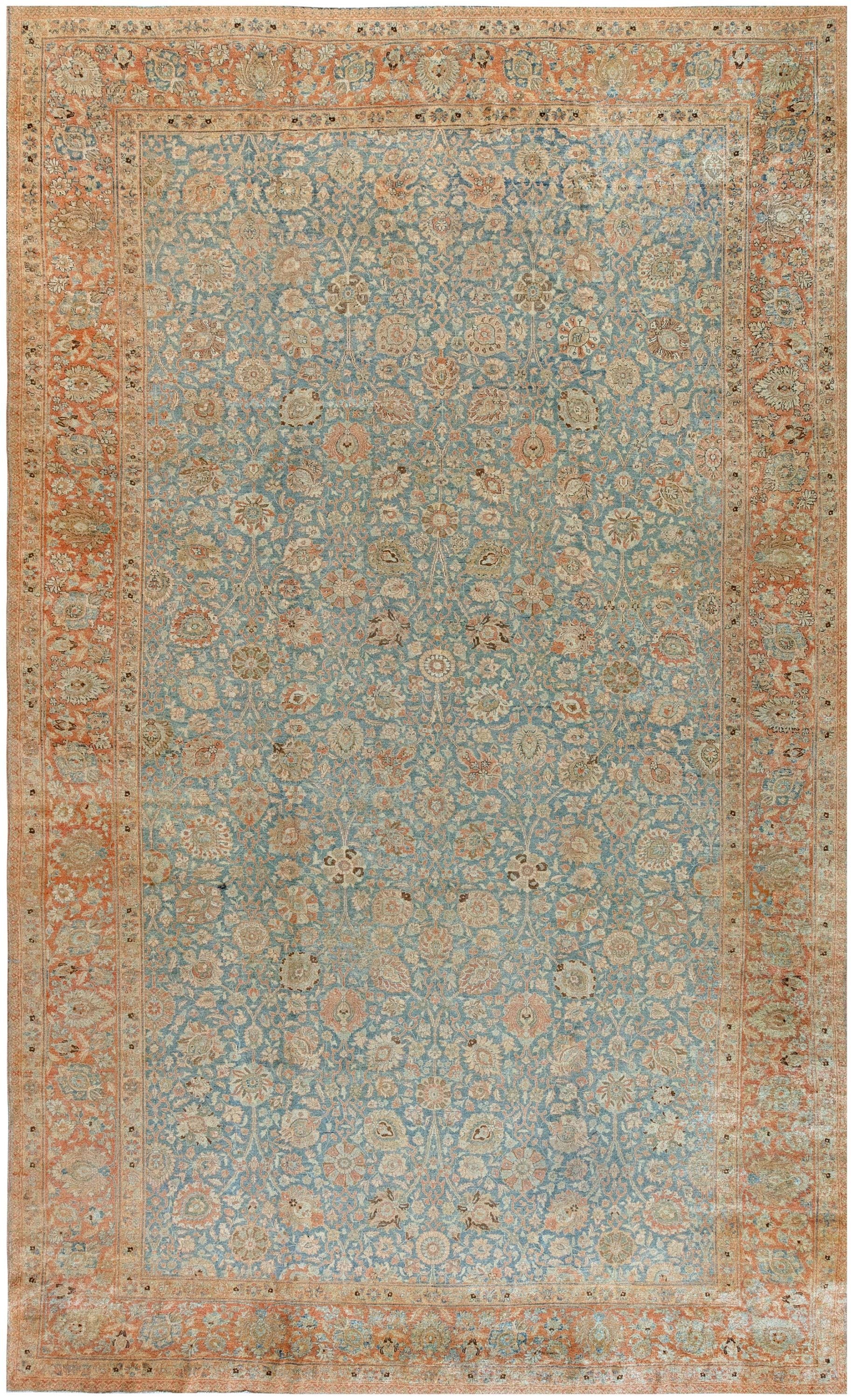 19th Century Persian Tabriz Botanic Handmade Rug