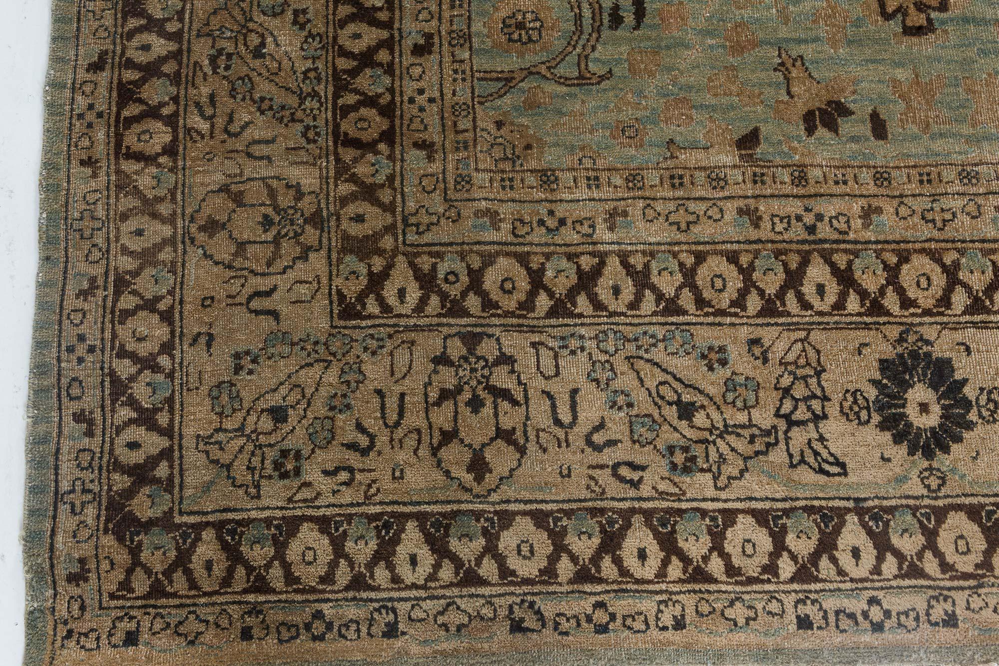 Lana Doris Leslie Blau Tappeto persiano Tabriz del XIX secolo in vendita