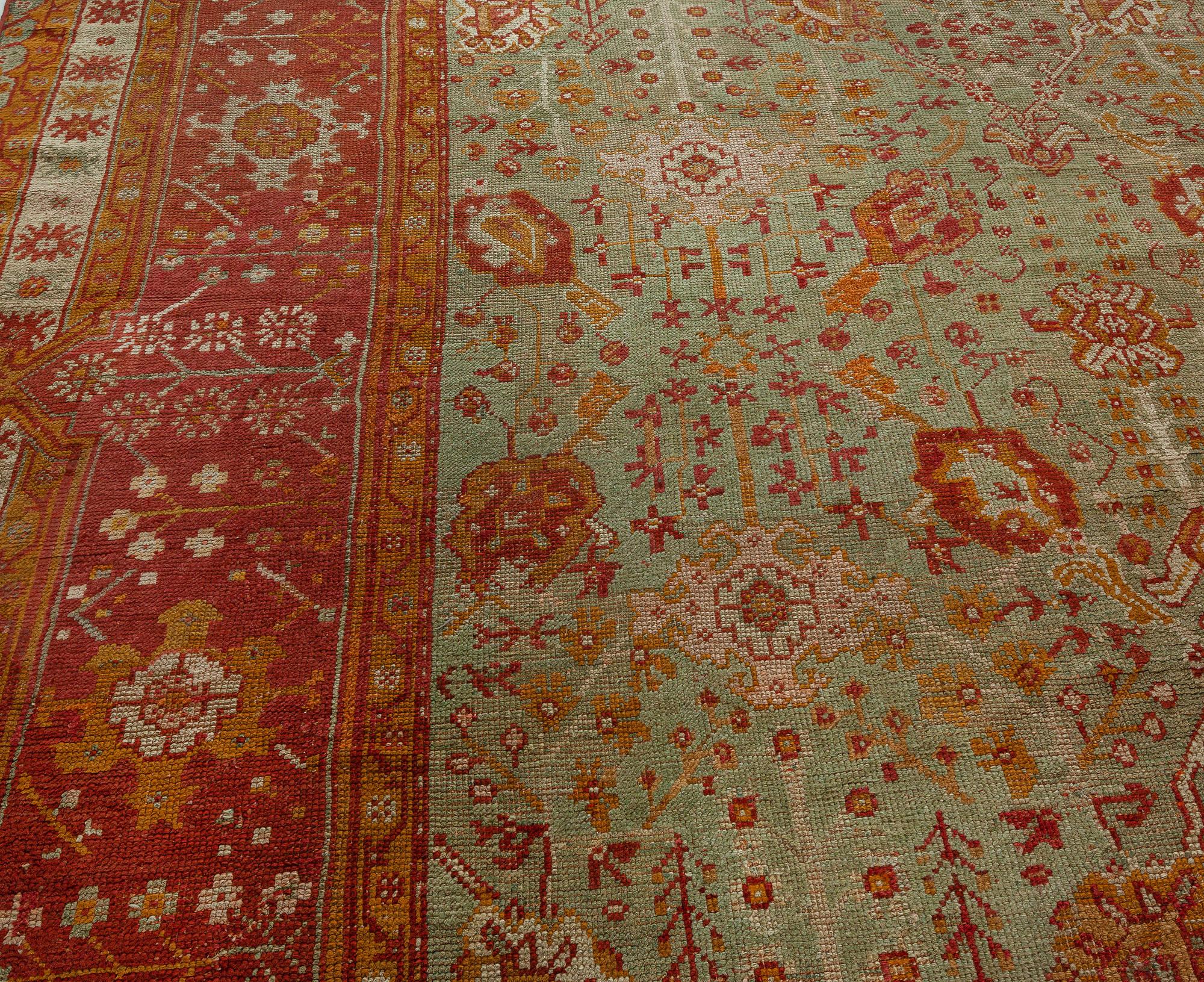 Hand-Knotted Doris Leslie Blau Antique Decorative Turkish Oushak Rug For Sale