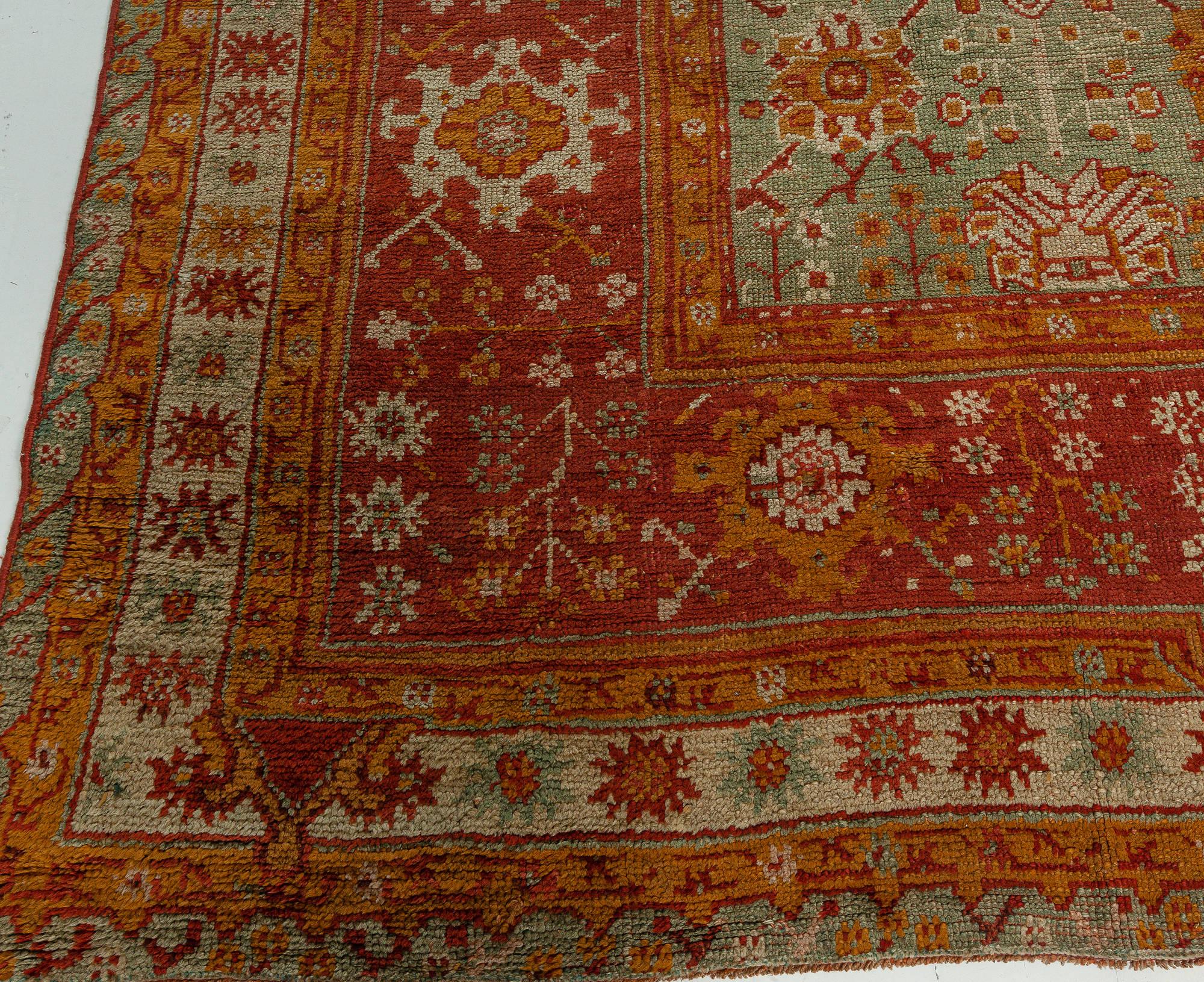 Antique Decorative Turkish Oushak Rug In Good Condition For Sale In New York, NY