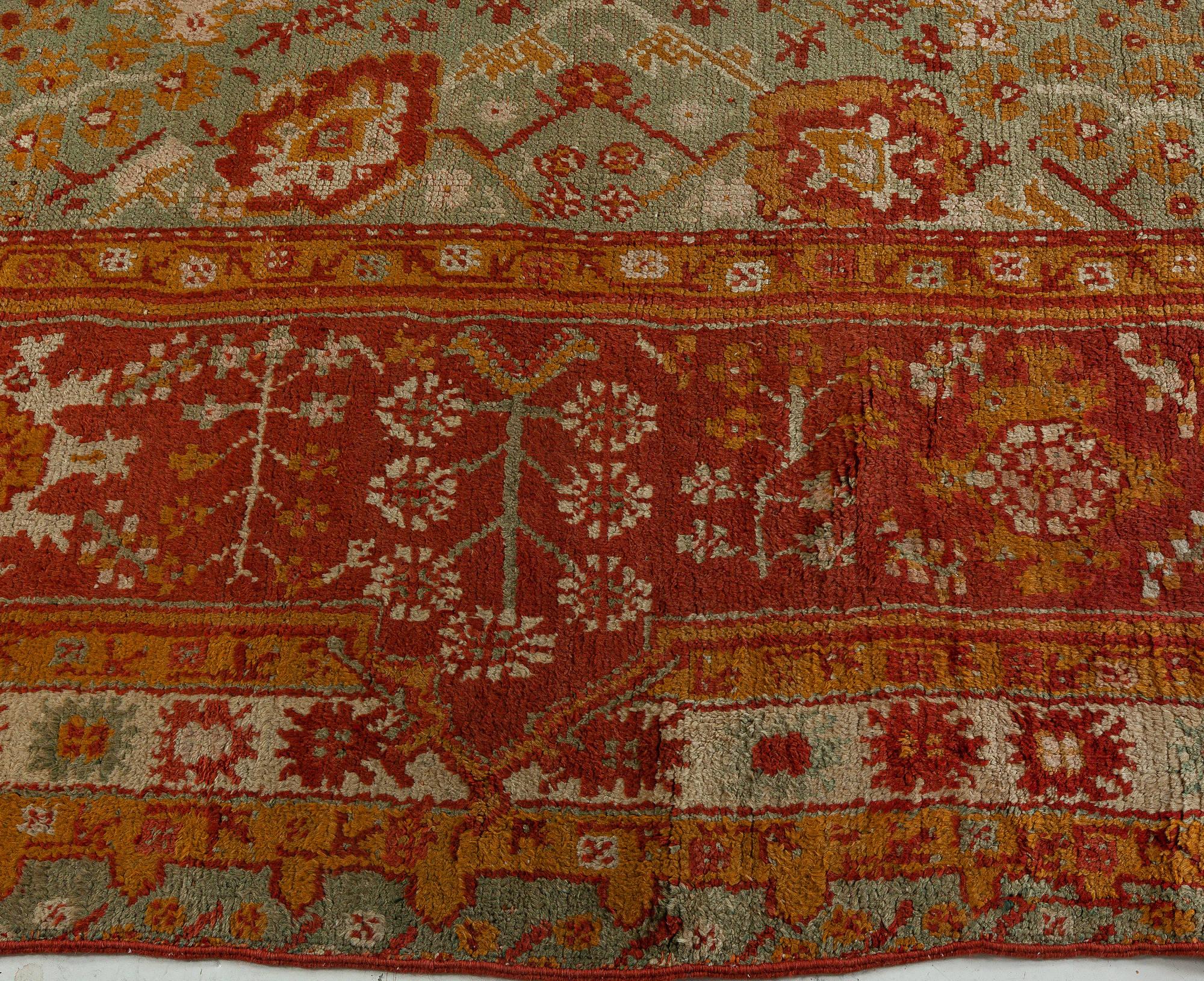 Wool Antique Decorative Turkish Oushak Rug For Sale