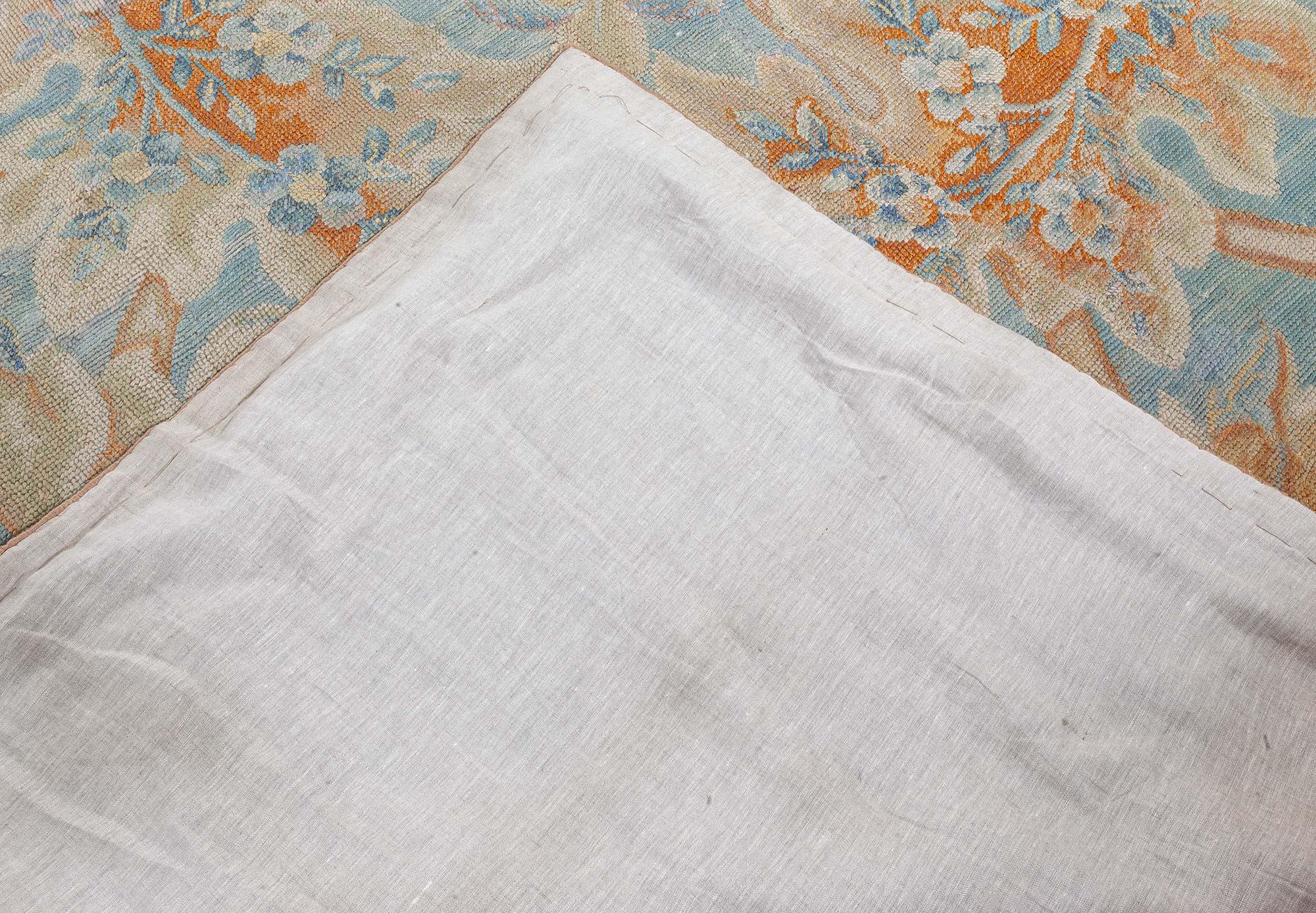 Doris Leslie Blau Antique English Needlework Botanic Handmade Rug For Sale 4