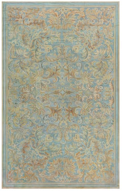 Doris Leslie Blau Alfombra Botánica Antigua de Aguja Inglesa Hecha a Mano
