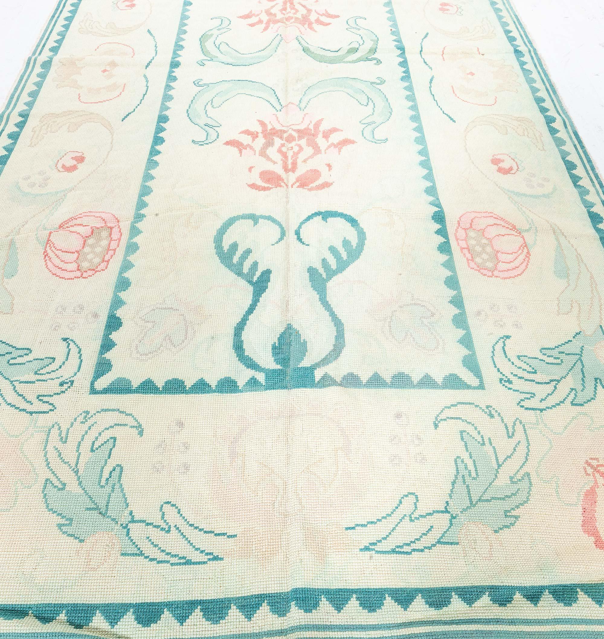 Antique Floral Needlework Carpet In Good Condition In New York, NY