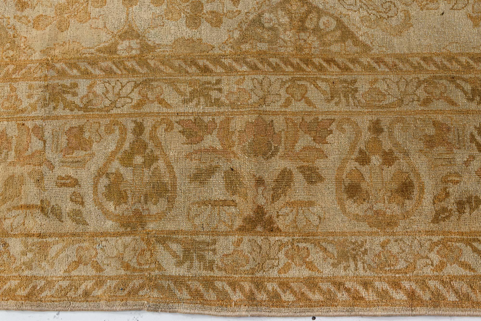 20th Century Antique Indian Amritsar Botanic Rug Size Adjusted For Sale