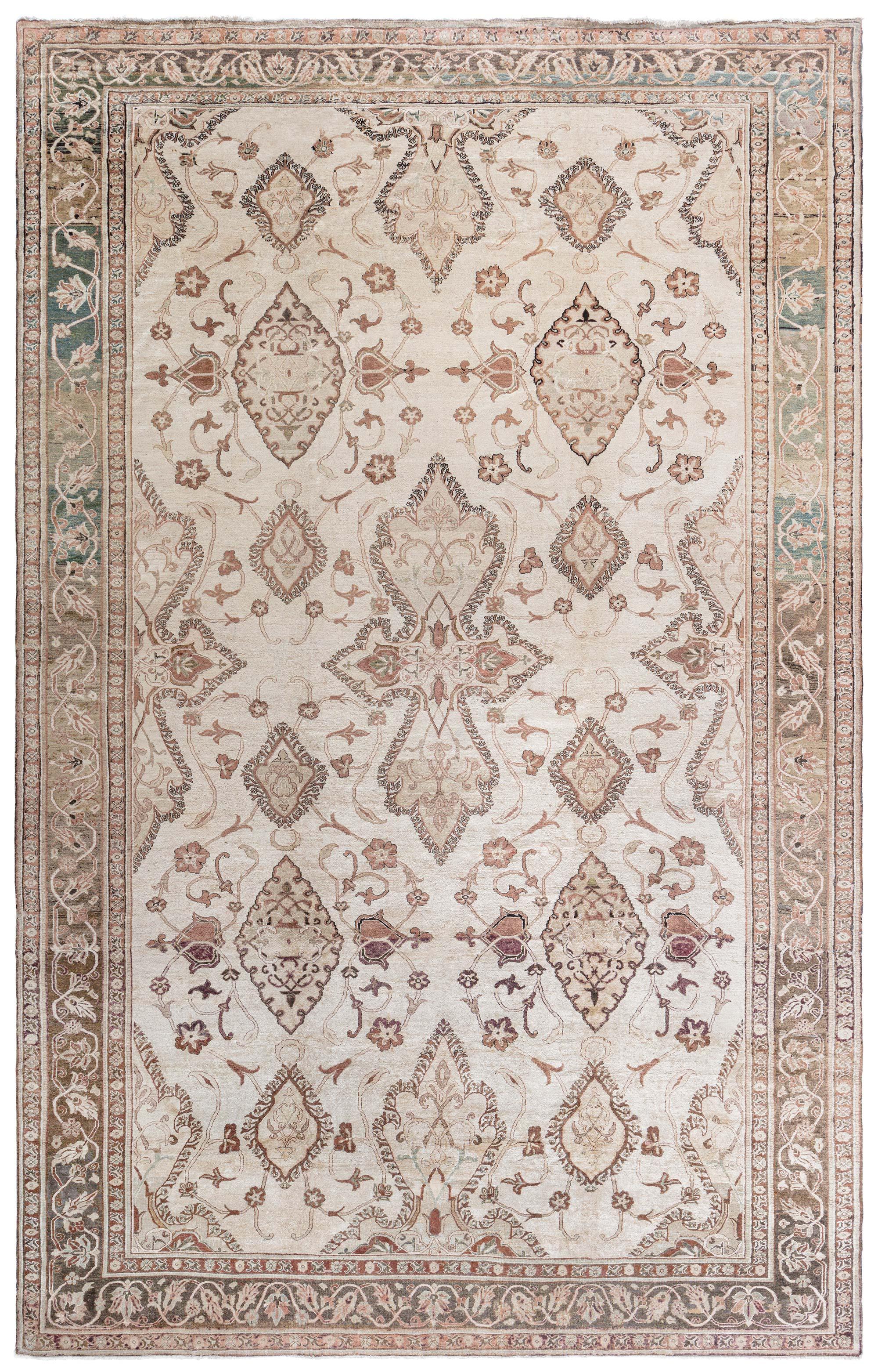 Antique Indian Amritsar Handmade Wool Rug For Sale