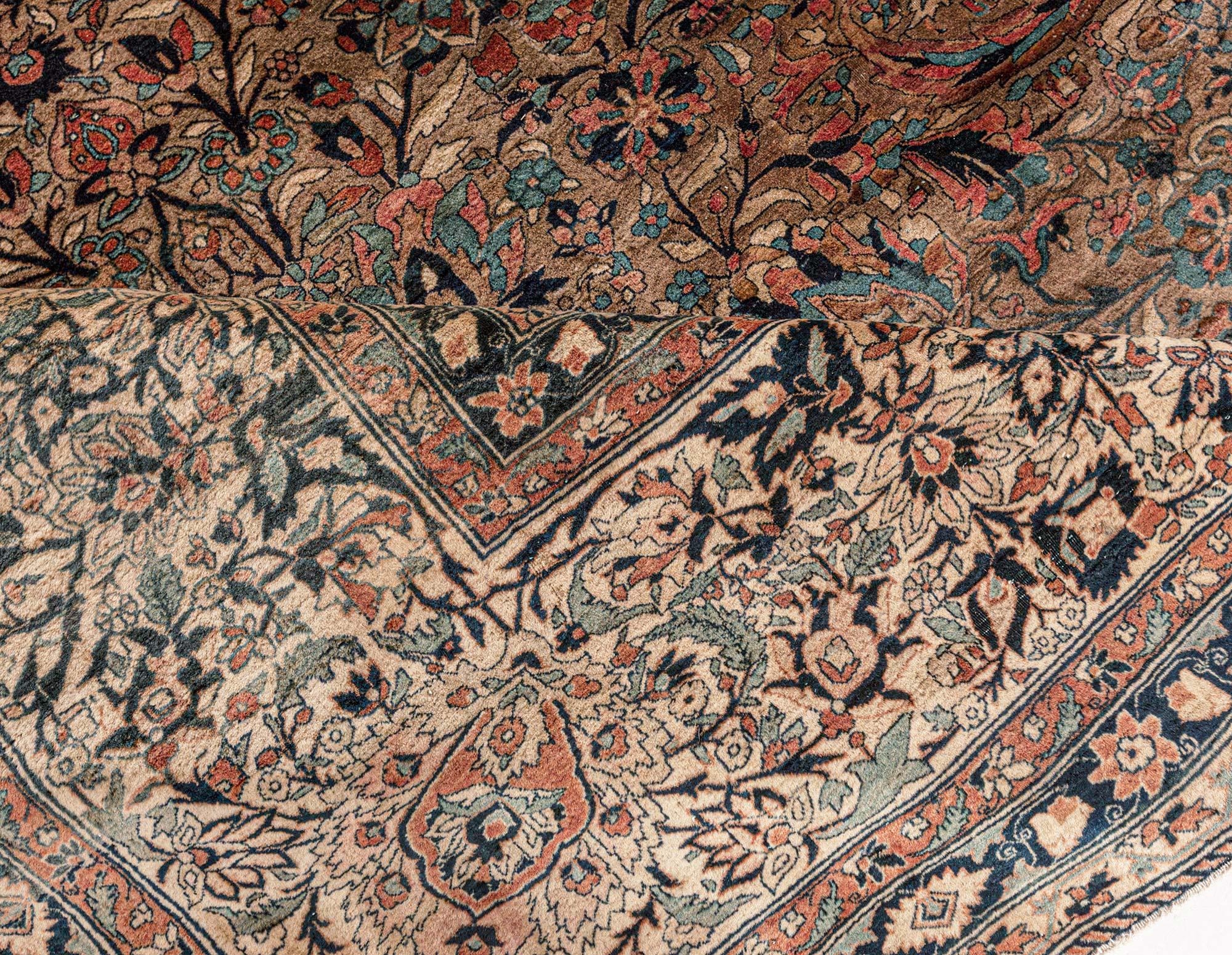 Wool Antique Persian Kashan Rug For Sale