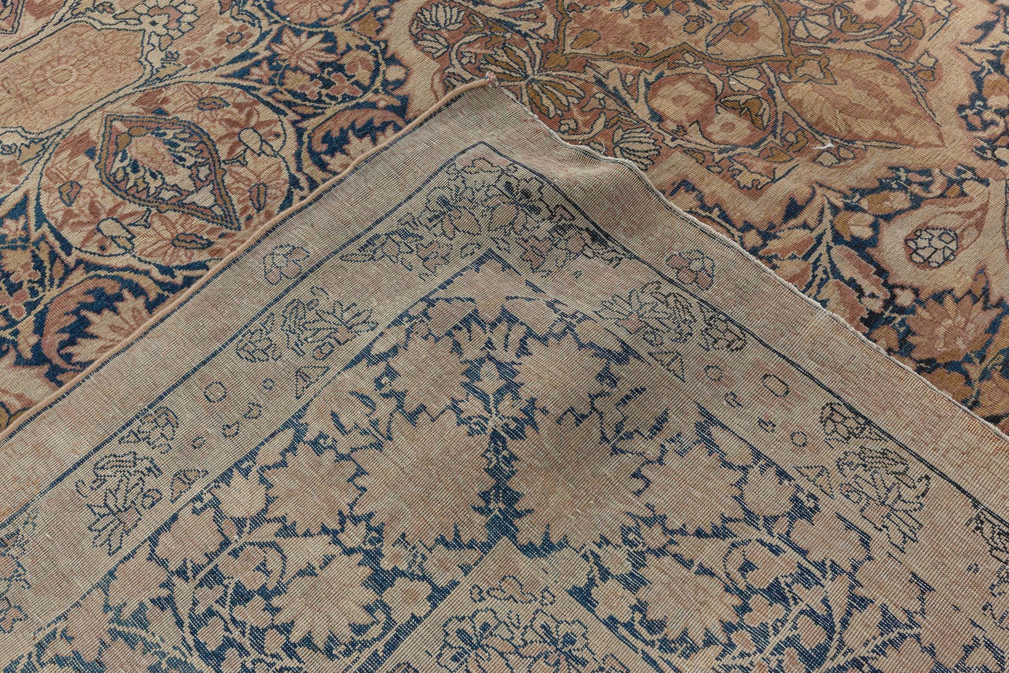 Antique Persian Kirman Brown Rug For Sale 1