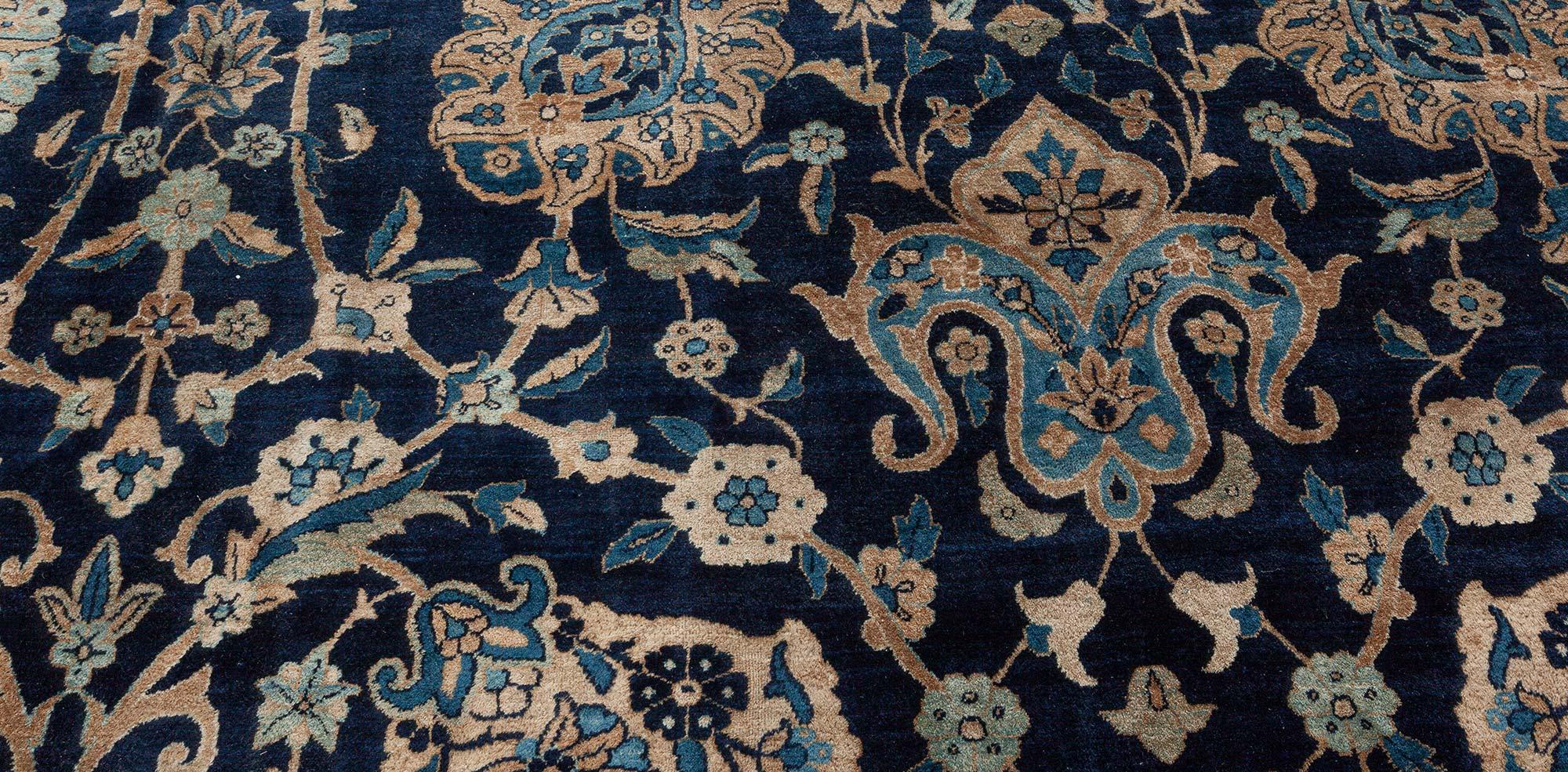 Antique Persian Kirman Brown, Blue Handmade Wool Rug
Size: 12'10