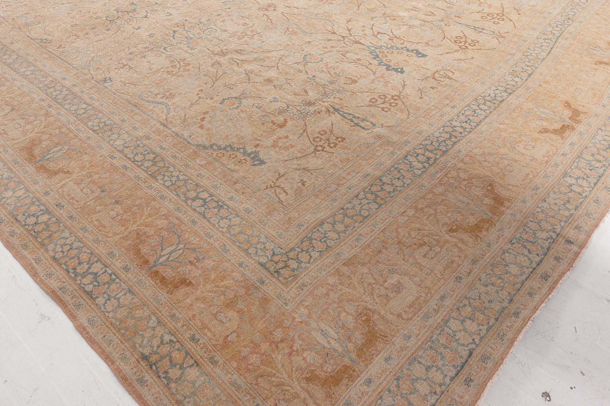 Early 20th Century Antique Persian Meshad Hand Knotted Wool Carpet For Sale 2