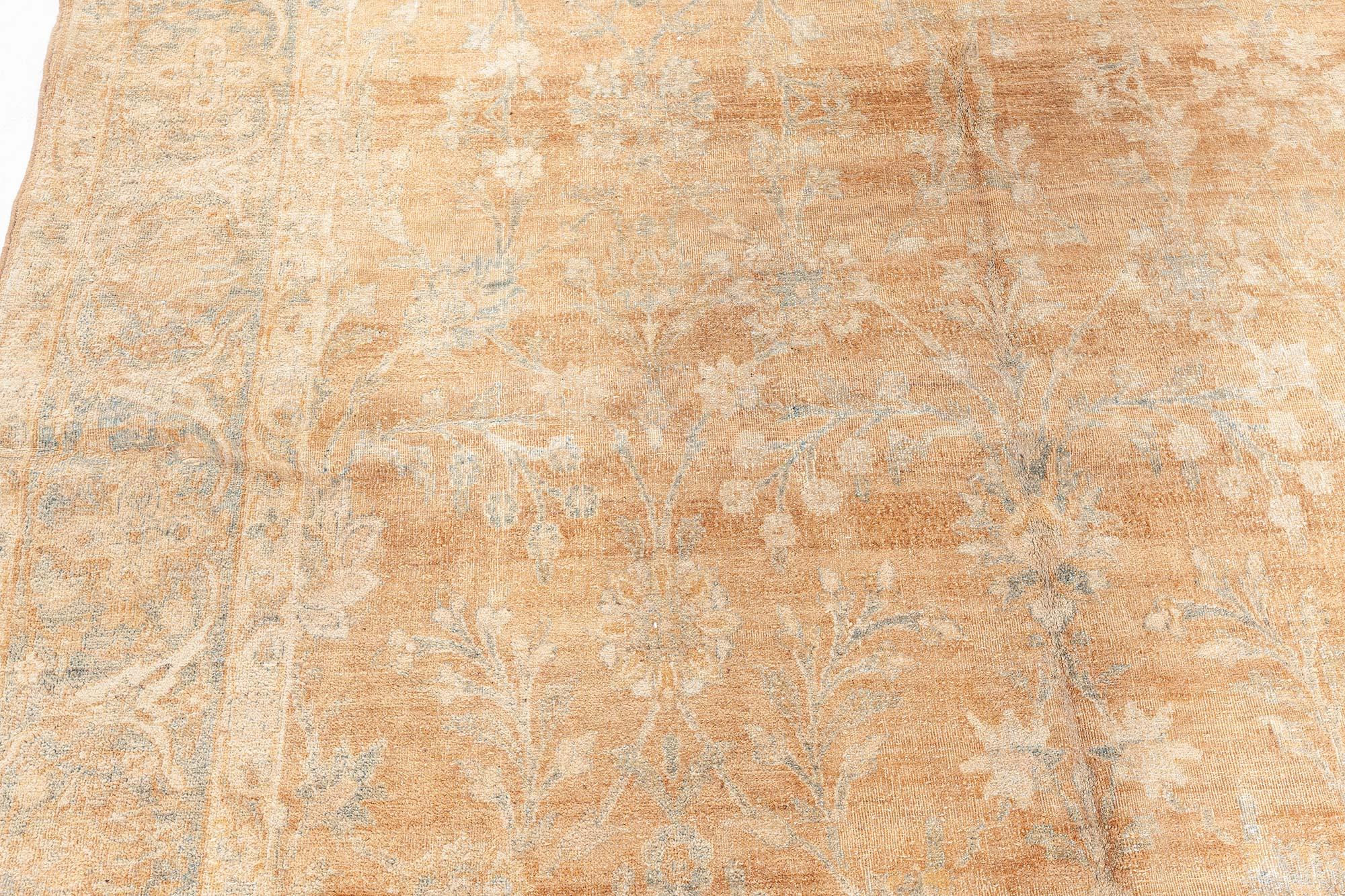 Antique Persian Tabriz brown handwoven wool carpet
Size: 5'8