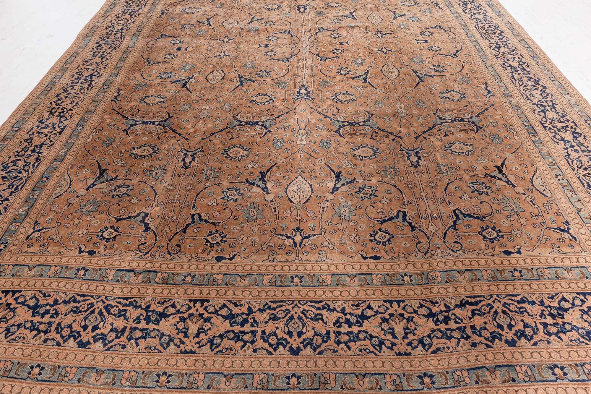 Hand-Woven Antique Persian Tabriz Handmade Wool Rug For Sale