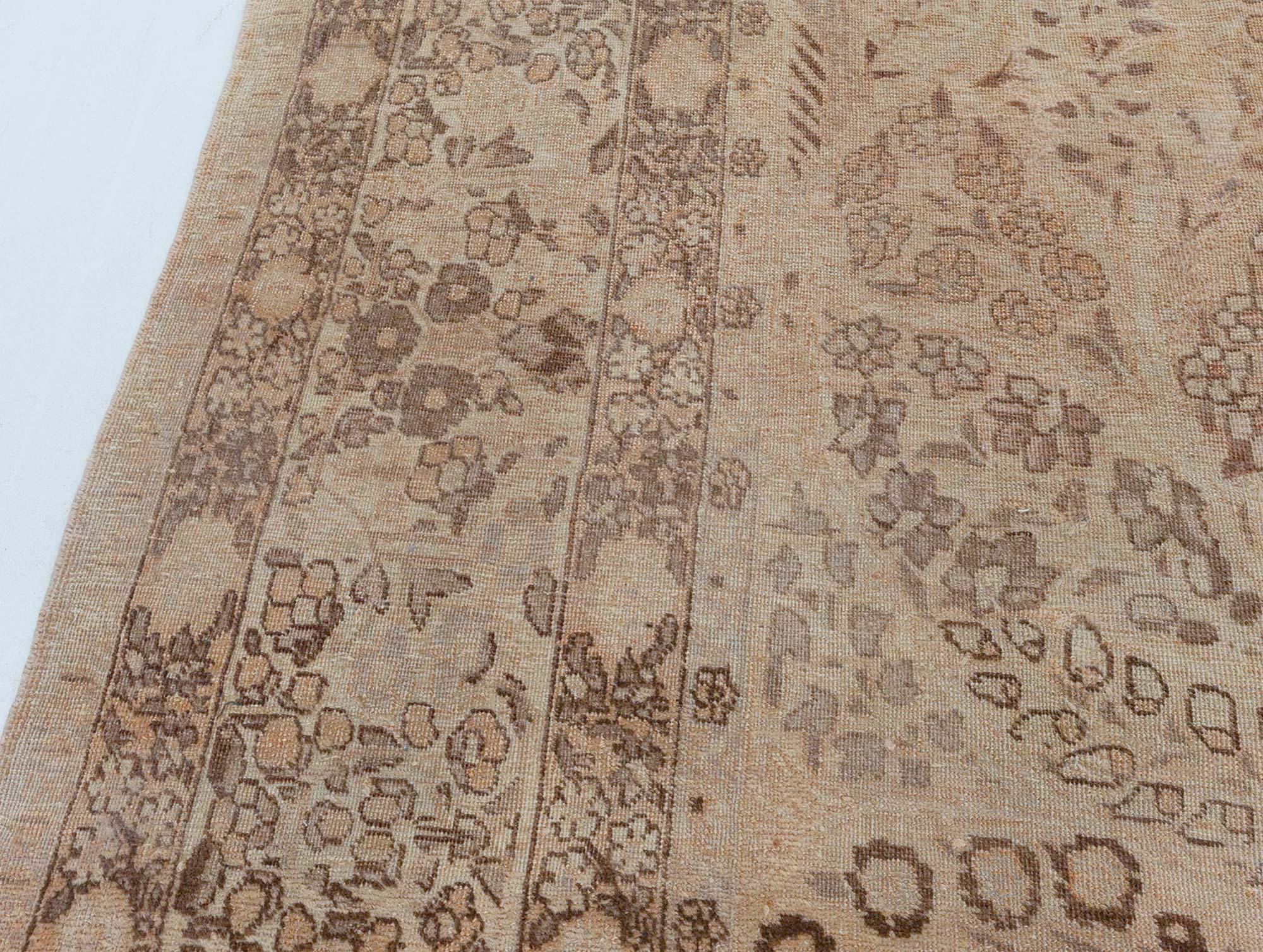 Hand-Knotted Antique Persian Tabriz Handmade Wool Rug For Sale